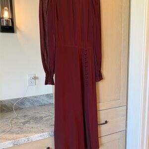 Reformation Burgundy Long Sleeve Dress
